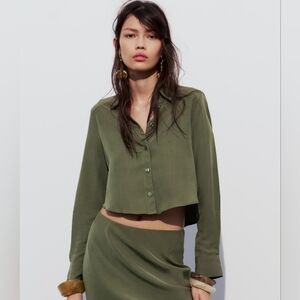 Zara Olive Green Crop Top